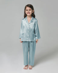 Classic Long Sleeve Kids Silk Pajama Set