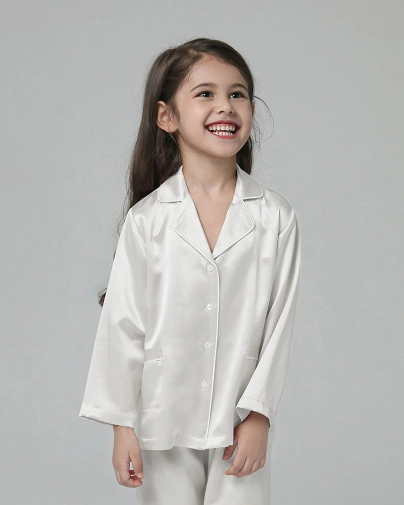 Classic Long Sleeve Kids Silk Pajama Set