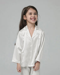 Classic Long Sleeve Kids Silk Pajama Set