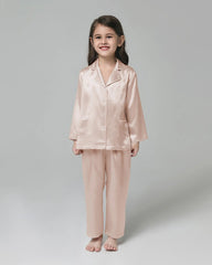 Classic Long Sleeve Kids Silk Pajama Set