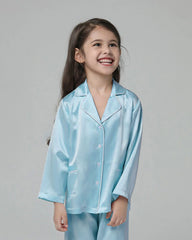 Classic Long Sleeve Kids Silk Pajama Set