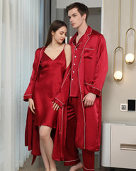 Silk Sleepwear For Couple, Burgundy