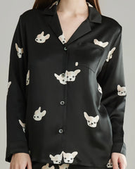 Puppy Print Silk Pajama Set