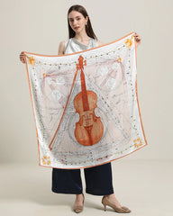 Elegant Silk Violins Scarf