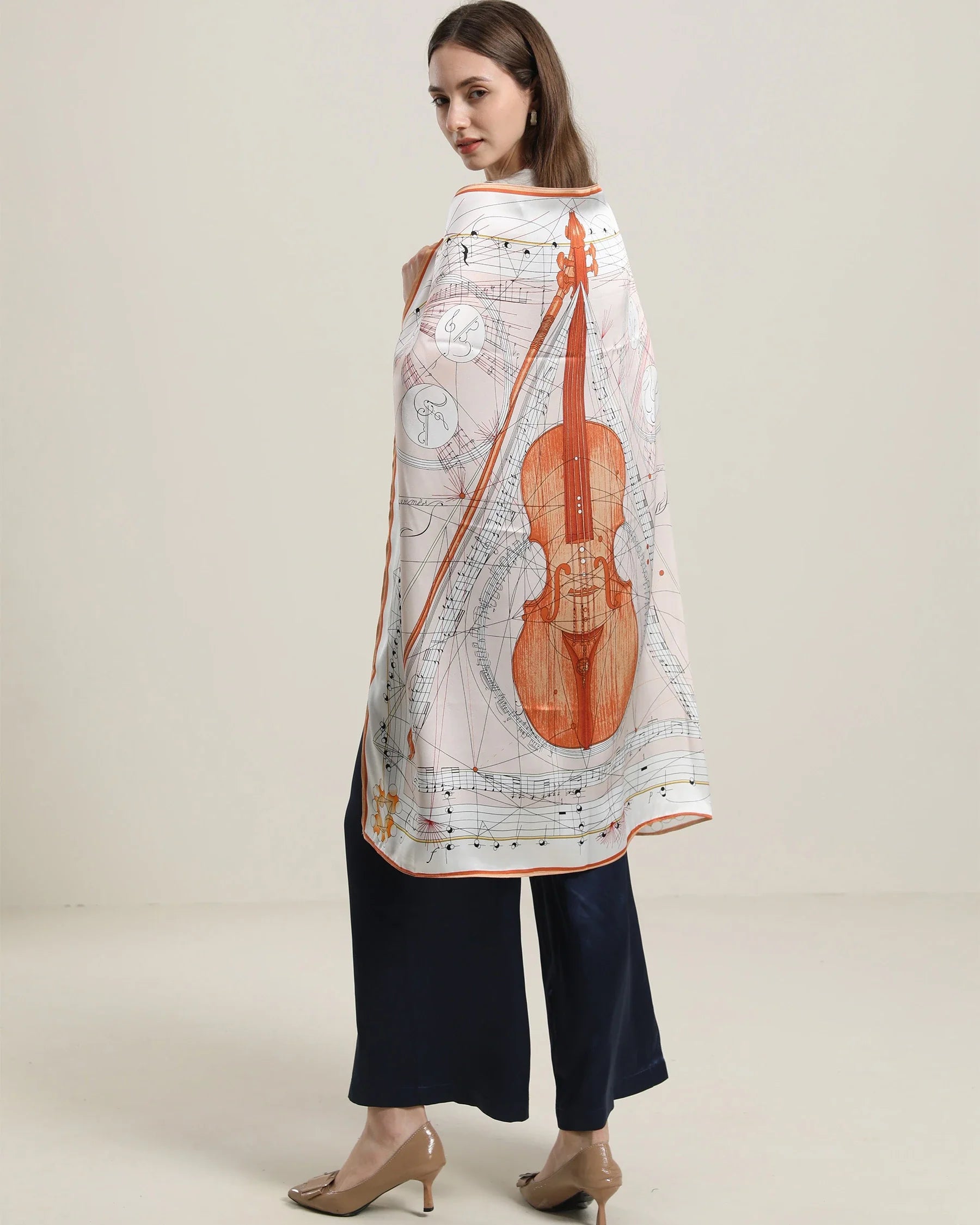 Elegant Silk Violins Scarf