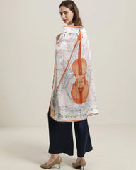 Elegant Silk Violins Scarf