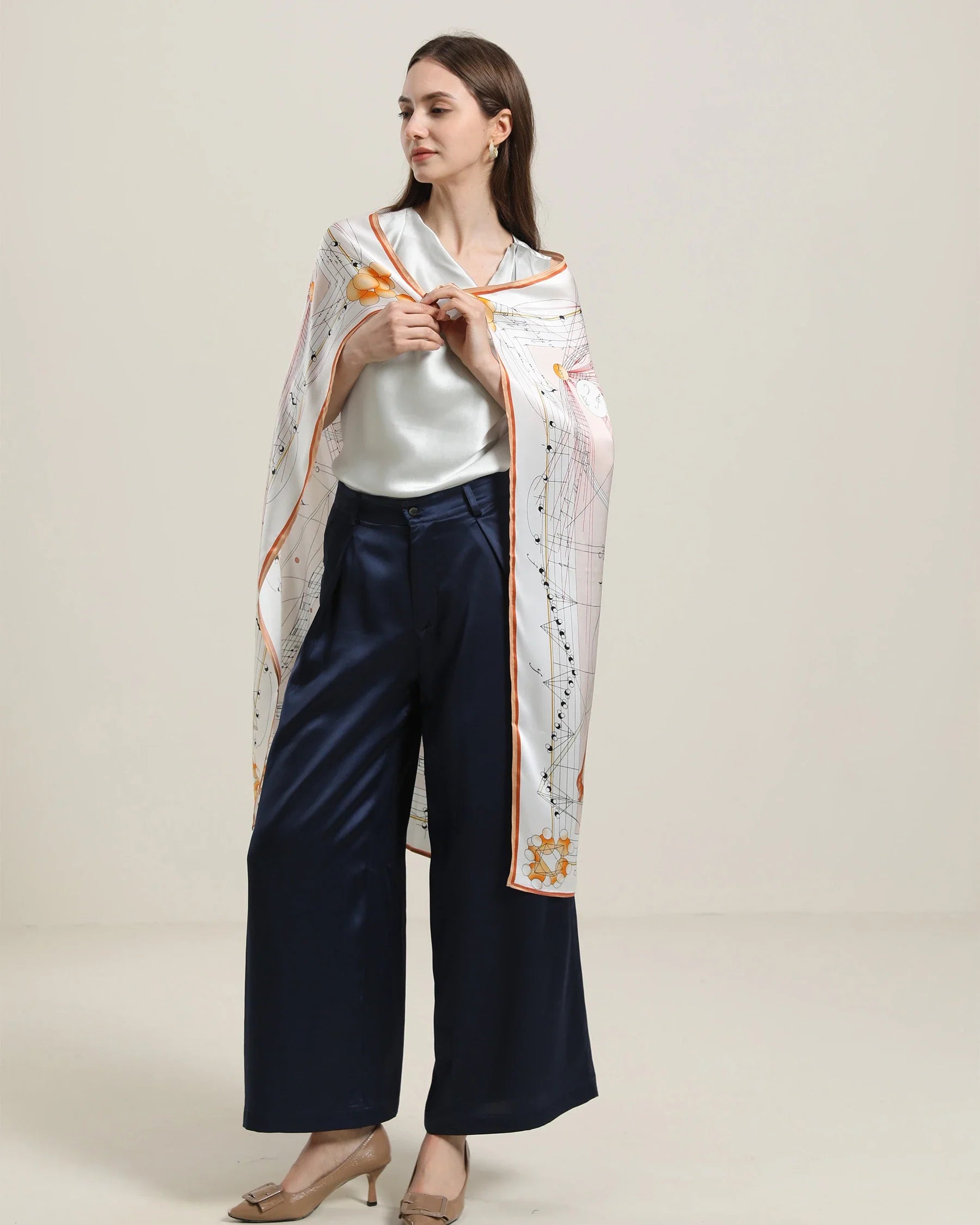 Elegant Silk Violins Scarf