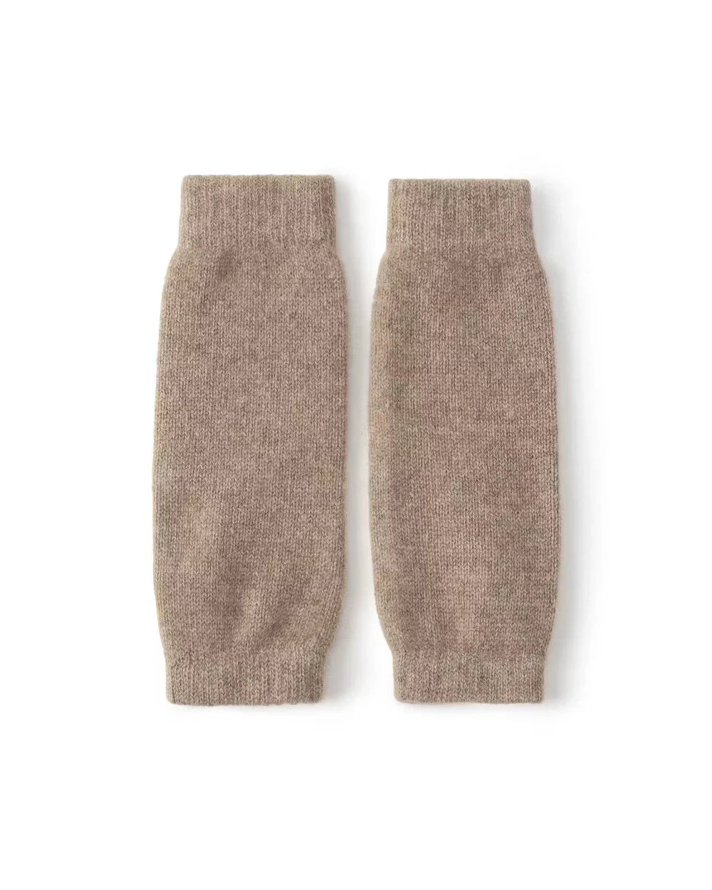 Fingerless Cashmere Knit Gloves, Brown