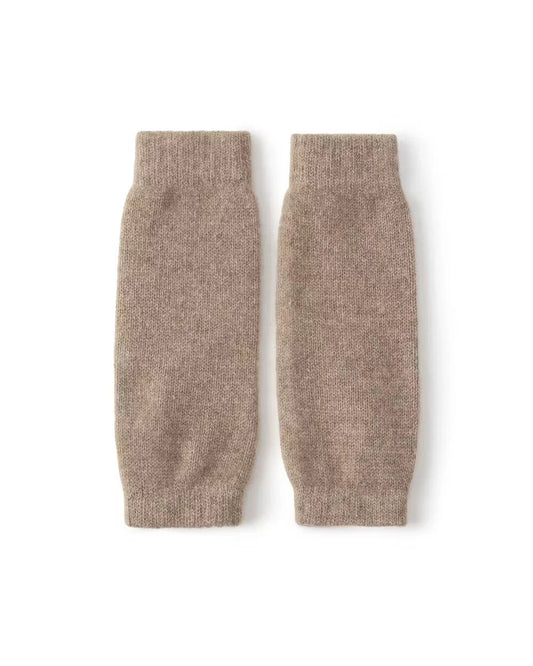 Fingerless Cashmere Knit Gloves, Brown