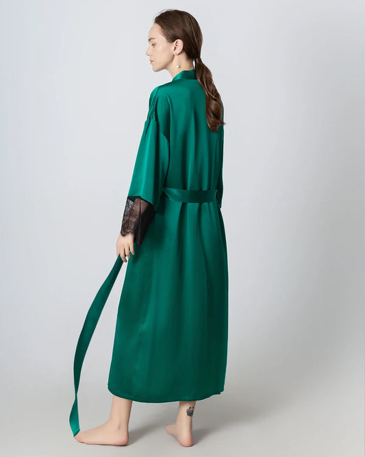 Full Length Lace Silk Robe for Women
