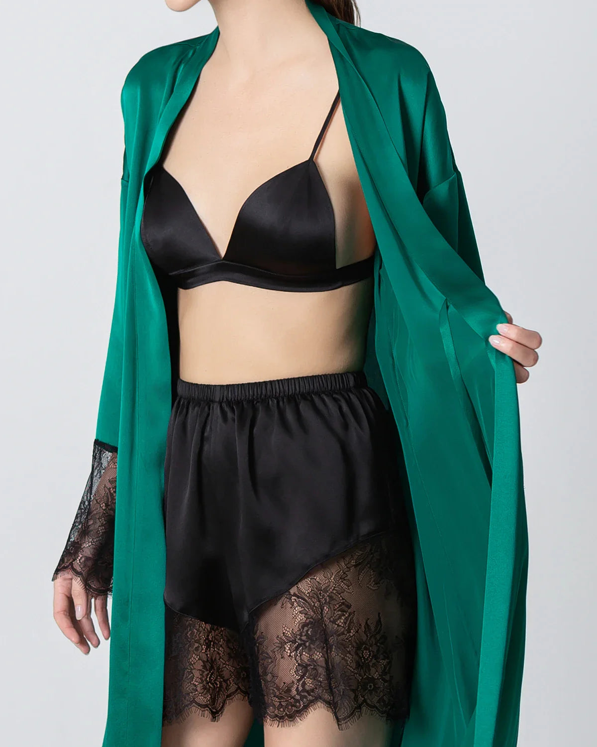 Full Length Lace Silk Robe for Women