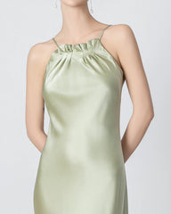 Halter Neck Maxi Silk Dress