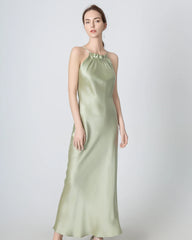 Halter Neck Maxi Silk Dress