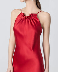 Halter Neck Maxi Silk Dress