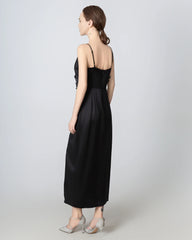 V-neck High Slit Silk Maxi Dress