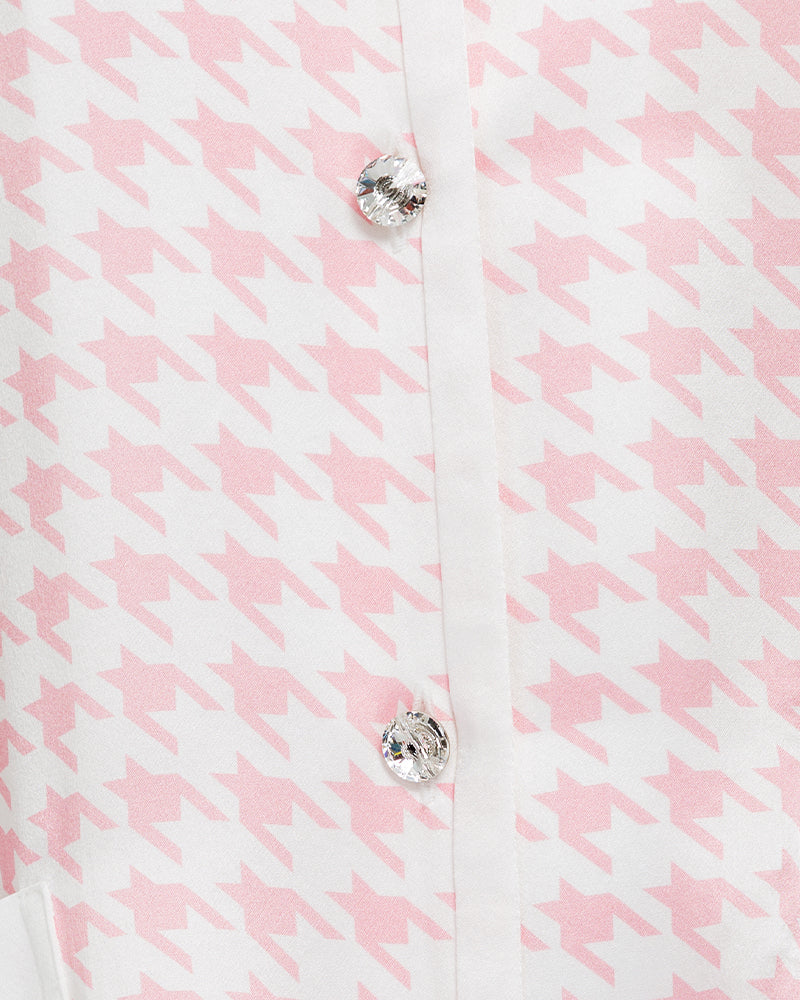 Houndstooth Silk Pajamas with Swarovski Buttons