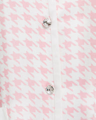Houndstooth Silk Pajamas with Swarovski Buttons