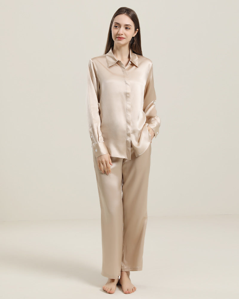 Luxury Silk Shirt Pajama Set