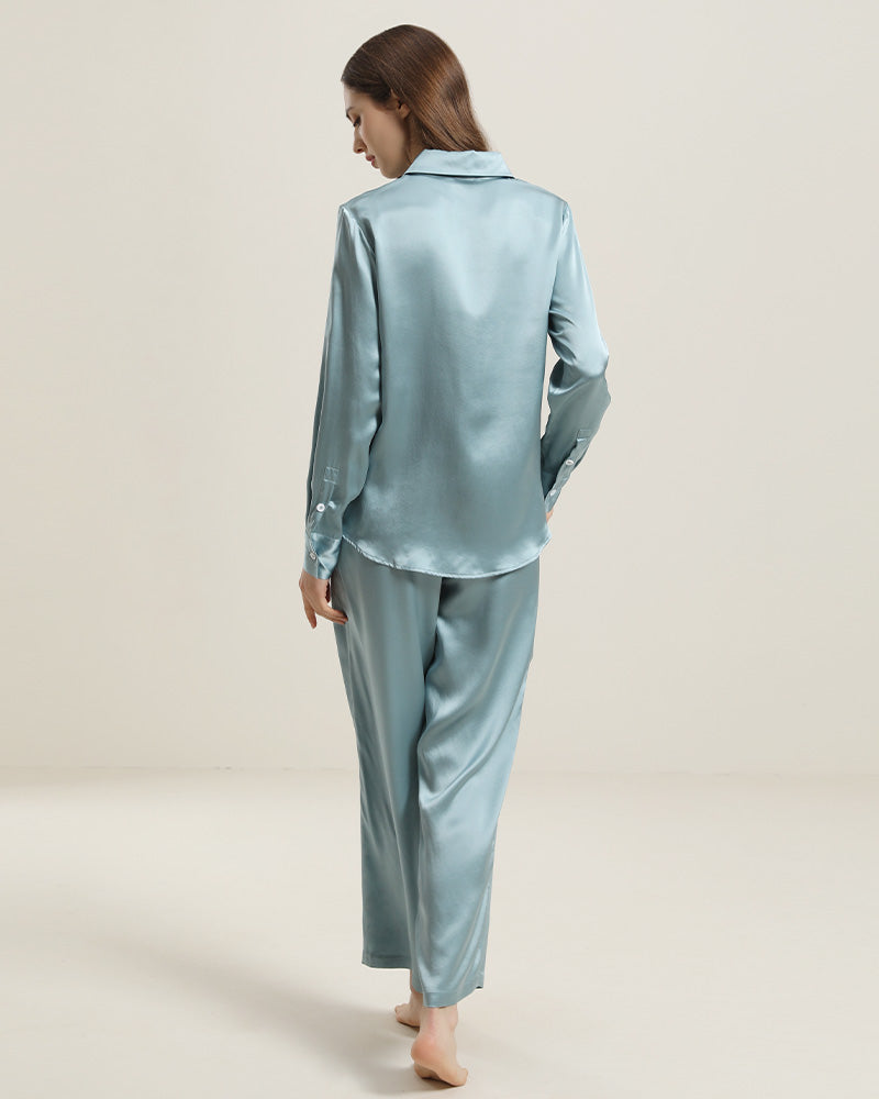 Luxury Silk Shirt Pajama Set