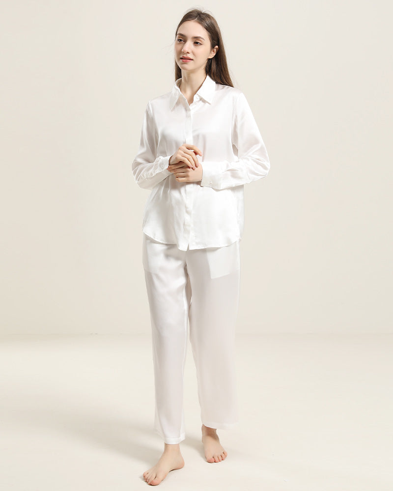 Luxury Silk Shirt Pajama Set