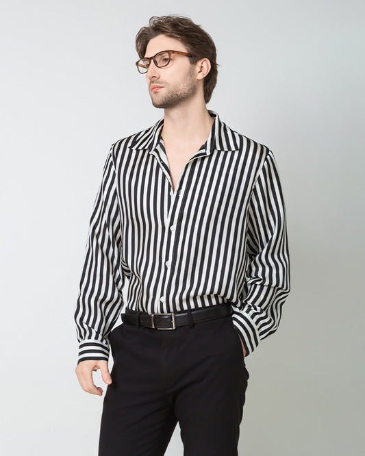 Men's Silk Basic Striped Shirt