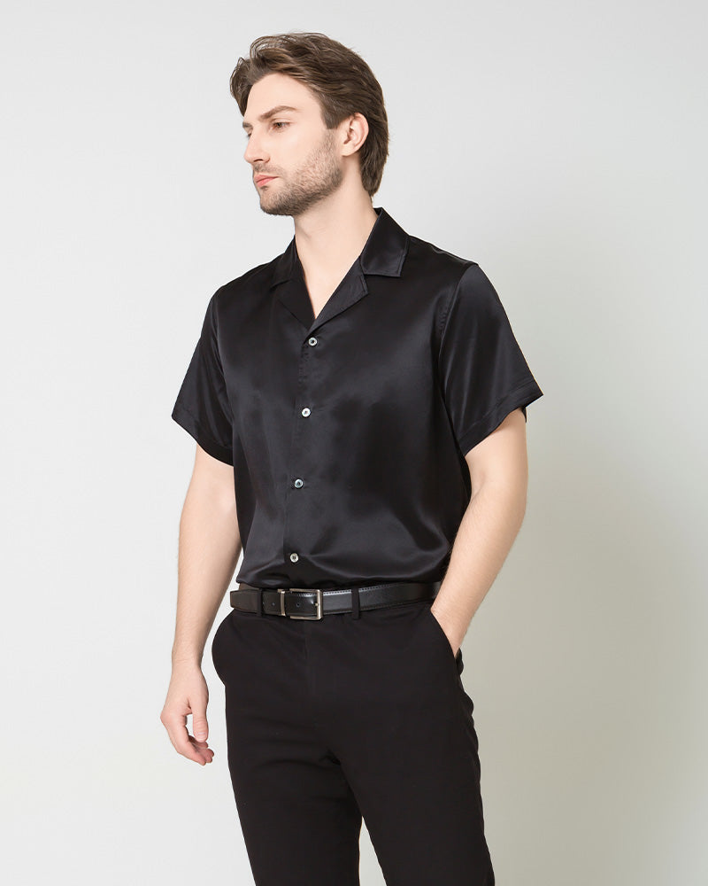 DaisySilk Mens Silk Short Sleeve Shirts Button Up Formal Business Champagne / L DaisySilk Mens Silk Short Sleeve Shirts Button Up Formal Business Champagne / L