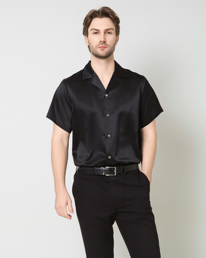 mens short sleeve silk dress shirts DaisySilk Mens Silk Short Sleeve Shirts Button Up Formal Business Champagne / L