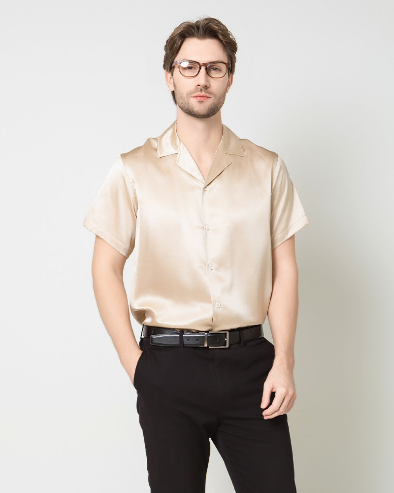 Men's Silk Short Sleeve Business Shirt