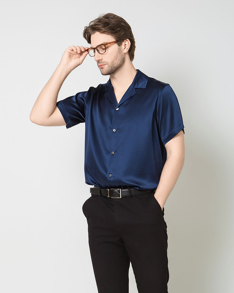 DaisySilk Mens Silk Short Sleeve Shirts Button Up Formal Business DaisySilk Mens Silk Short Sleeve Shirts Button Up Formal Business