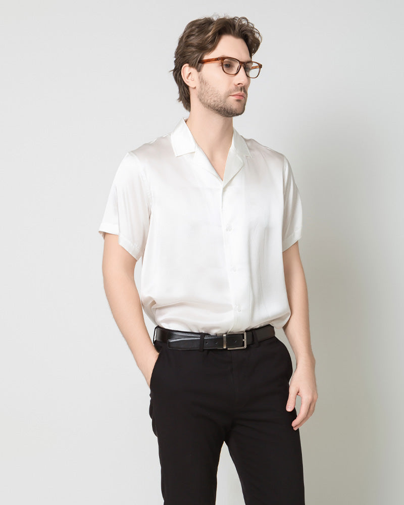 Men's Silk Short Sleeve Business Shirt