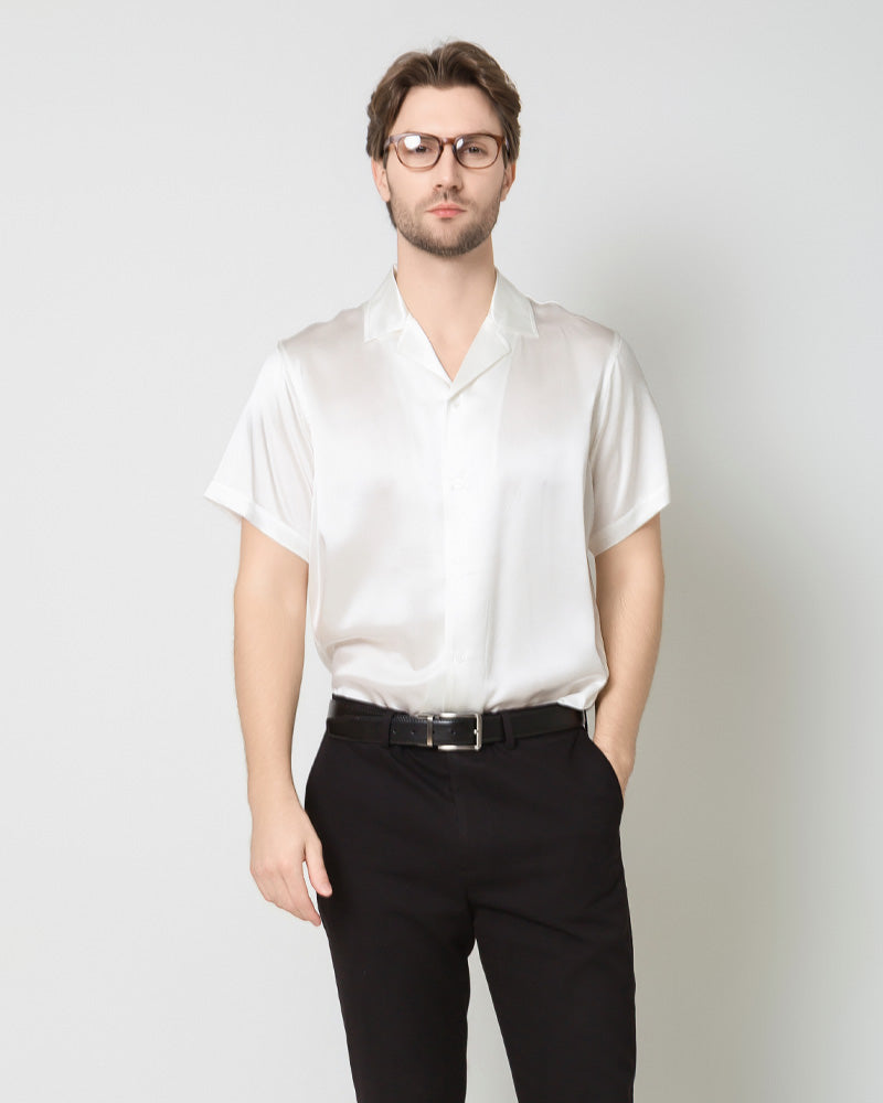 Men's Silk Short Sleeve Business Shirt