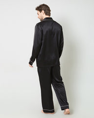 Men's Silk Contrast Piping Pajamas