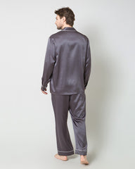 Men's Silk Contrast Piping Pajamas