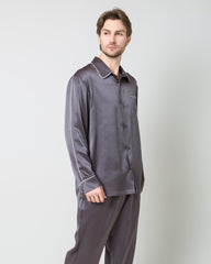 Men's Silk Contrast Piping Pajamas