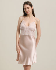 Silk Lace Nightgown Slip Dress