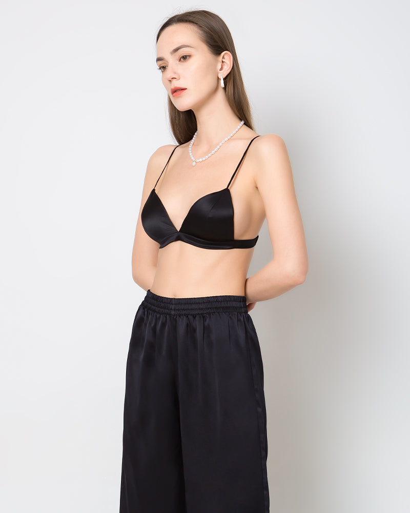 100% Silk Satin Soft Breathable Cap Wireless Bra