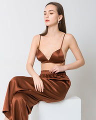 100% Silk Satin Soft Breathable Cap Wireless Bra