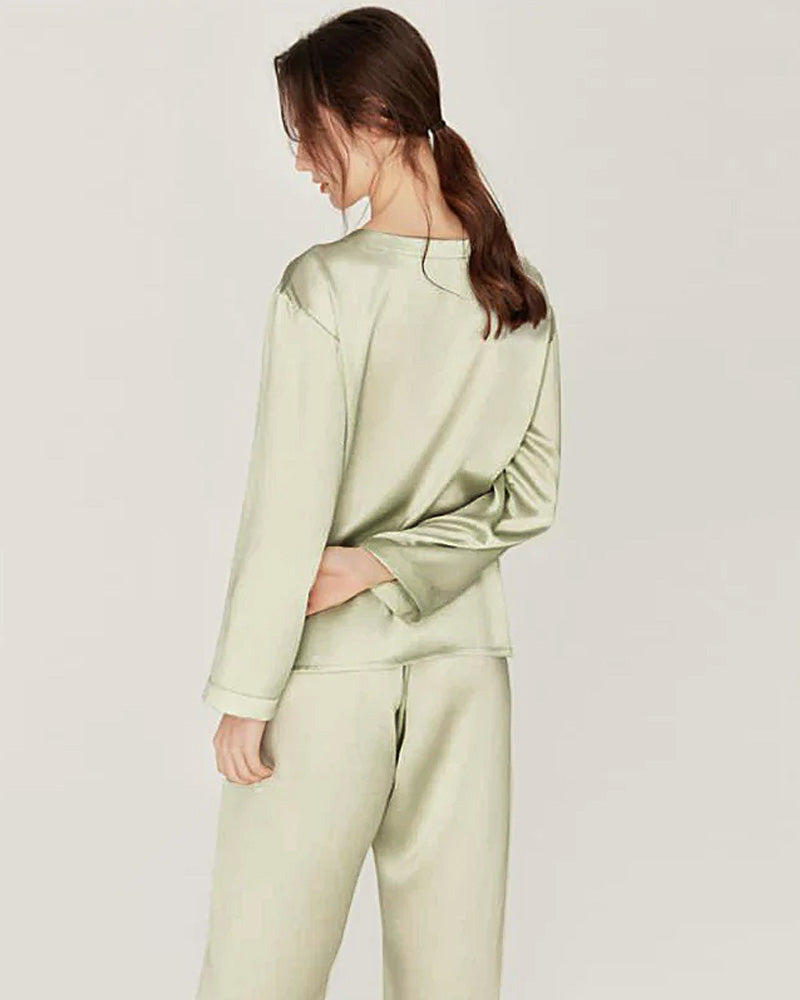 Silk Round Neck Pullover Pajamas Set