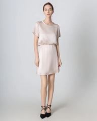 Short Sleeve Silk Shirt and Mini Skirt Set