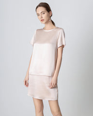 Short Sleeve Silk Shirt and Mini Skirt Set