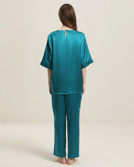 Round Neck Short-sleeve Silk Pajama Set