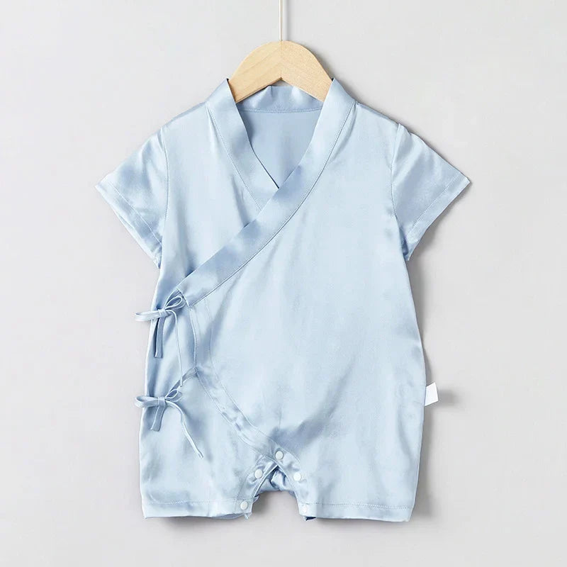 Short Sleeve Wrap Baby Silk Onesies