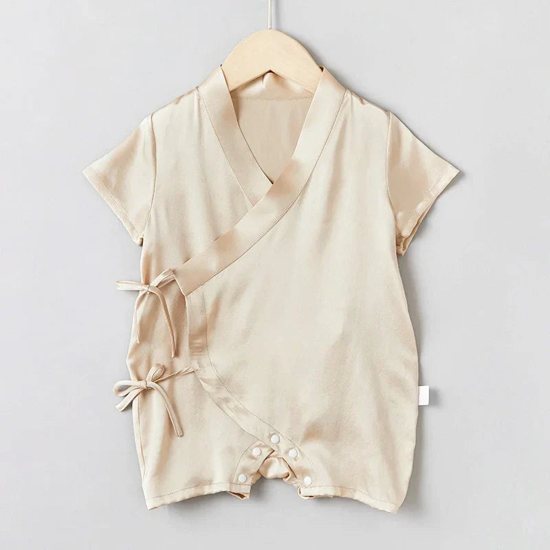 Short Sleeve Wrap Baby Silk Onesies