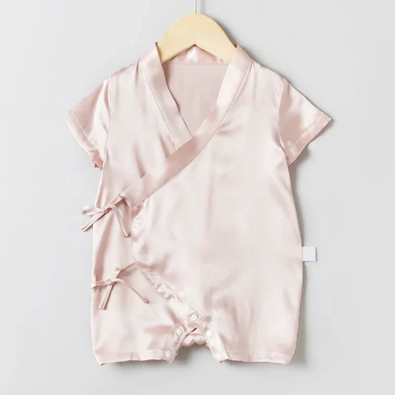 Short Sleeve Wrap Baby Silk Onesies