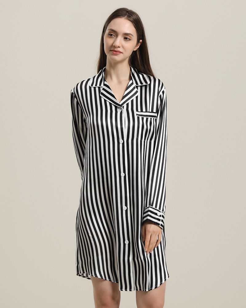 Stripe Silk Nightshirt Sleepwear