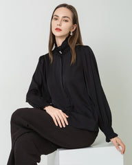 Romantic Ruffled Collar Silk Blouse