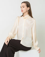 Romantic Ruffled Collar Silk Blouse