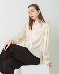 Romantic Ruffled Collar Silk Blouse