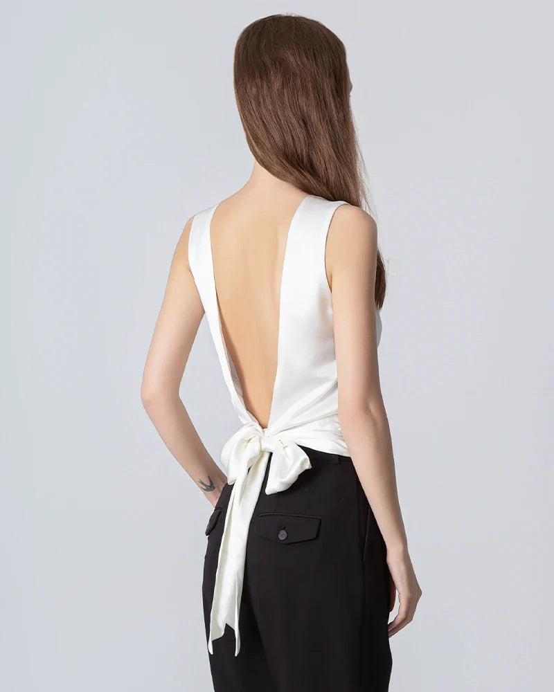Silk Backless Tie Top