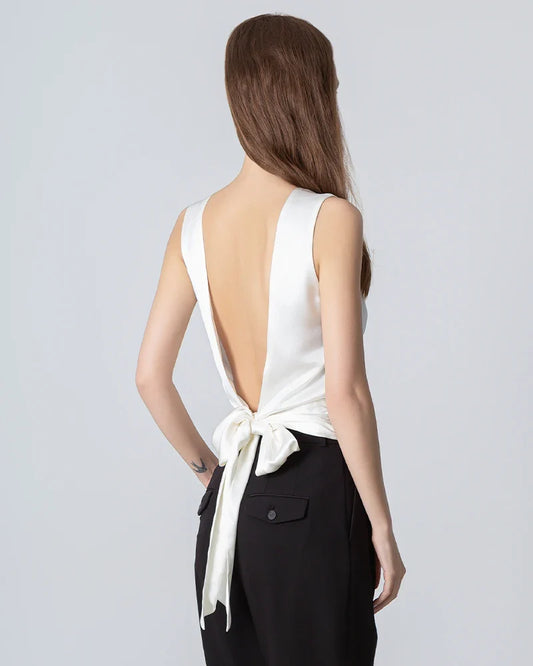 Silk Backless Tie Top